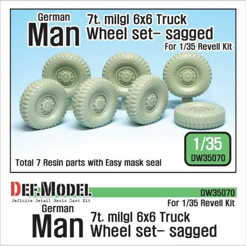 German Man 7t. milgl 6×6 Truck Sagged Wheel set for Revell 1/35)