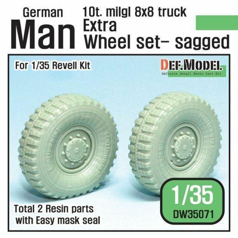 German Man milgl Truck Extra 2ea Sagged Wheel set for Revell Man 10t 1/35)