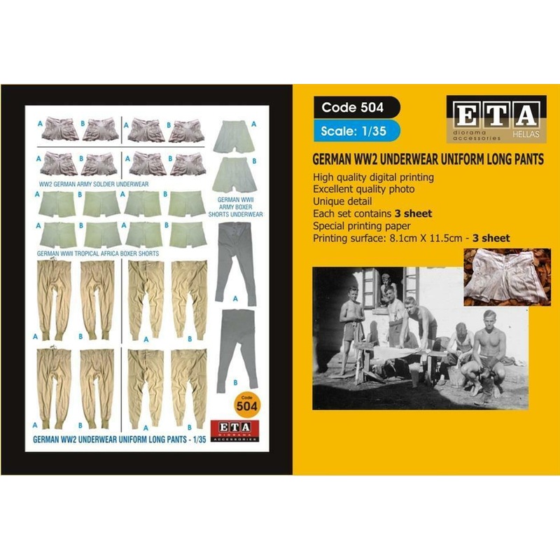 GERMAN WW2 UNDERWEAR UNIFORM LONG PANTS Suit scales 1/35