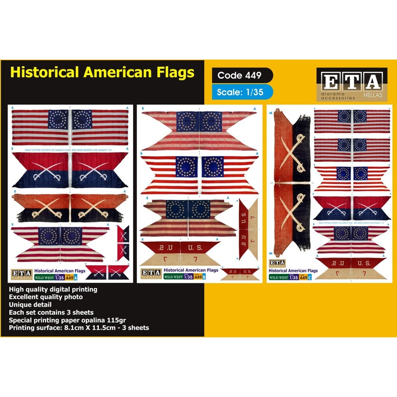 Historical American Flags- 1/35 scale – 3 sheets