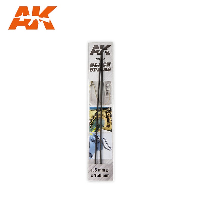 AK Interactive BLACK SPRING 1.5MM (two springs of 15cm in length and 1.5mm diameter)