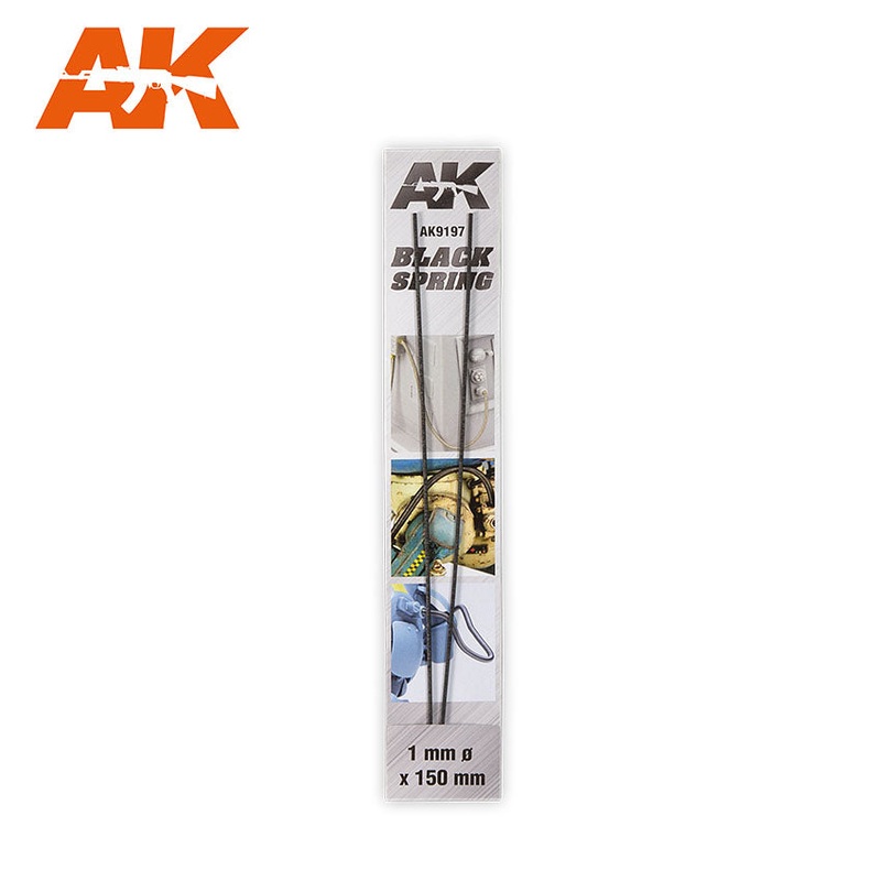 AK Interactive BLACK SPRING 1MM (two springs of 15cm in length and 1mm diameter)