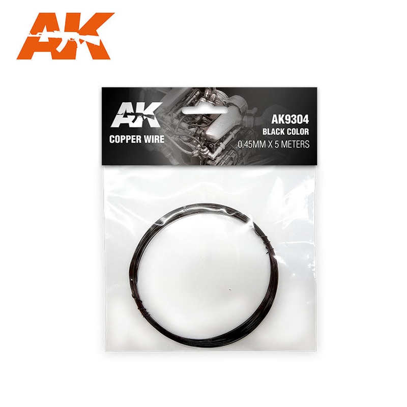 AK Interactive COPPER WIRE 0.45MM  X 5 METERS. BLACK COLOR