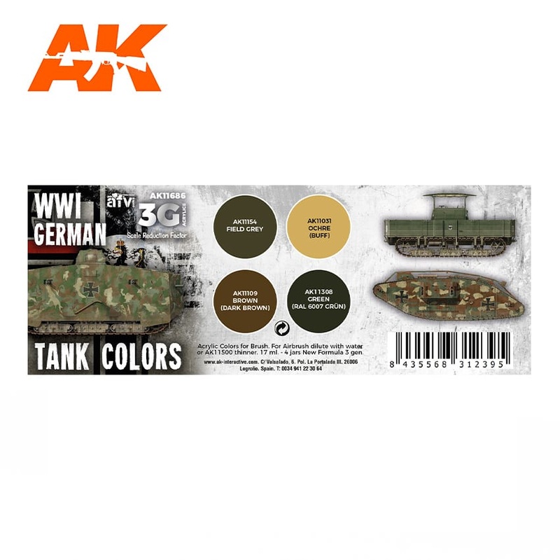 AK Interactive GEN 3 – WWI GERMAN TANK COLORS