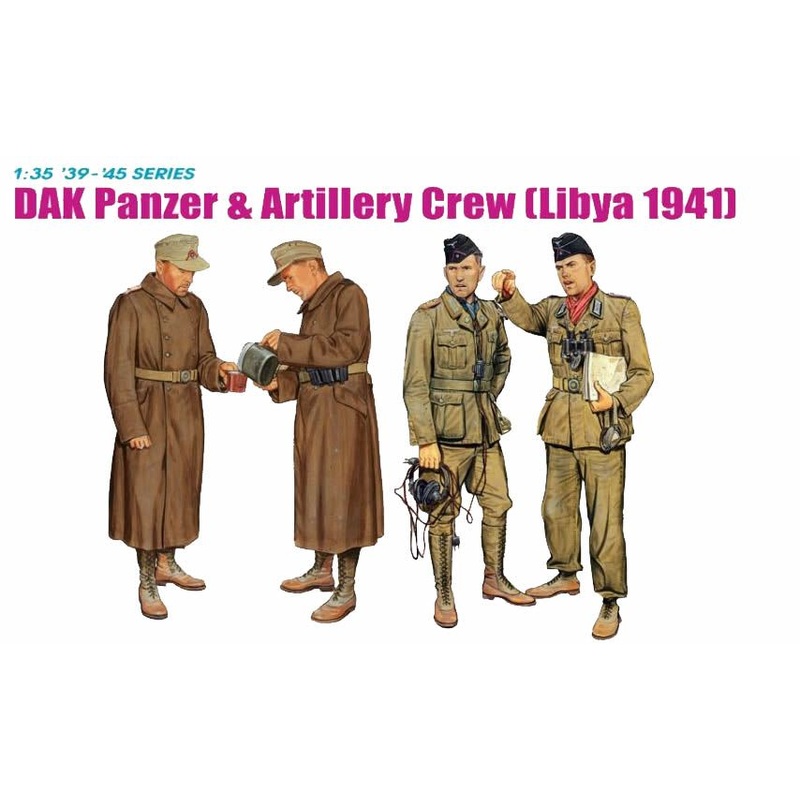 Dragon 1/35 scale WW2 GERMAN DAK PANZER & ARTILLERY CREW (LIBYA 1941)