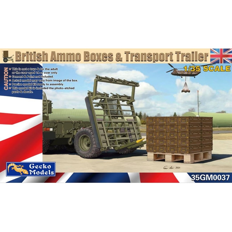 GECKO model kit 1/35 scale Modern British Ammo Boxes & Trailer.