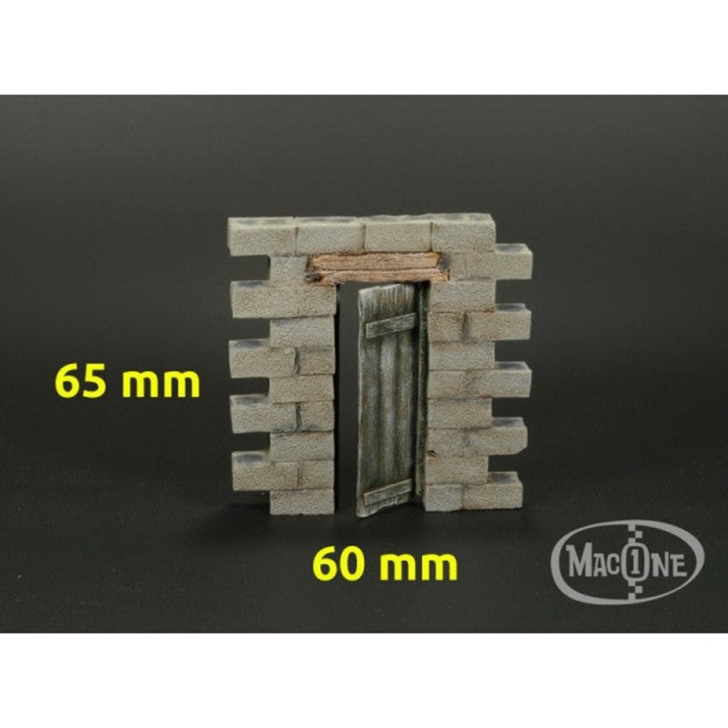 MacOne 1/35 scale resin model kit Wall #D with Door
