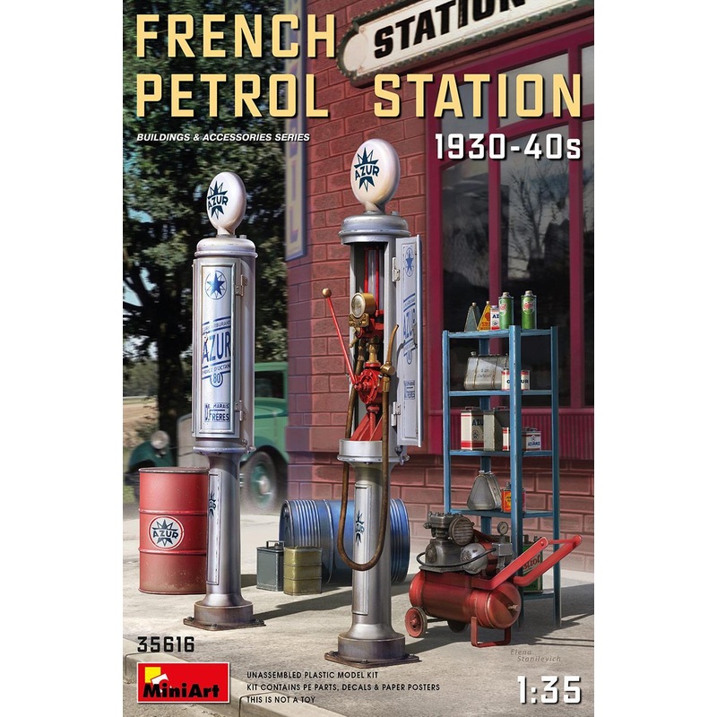 Miniart 1/35 scale WW2 FRENCH PETROL STATION 1930-40S