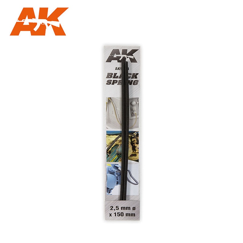 AK Interactive BLACK SPRING 2.5MM (two springs of 15cm in length and 2.5mm diameter)