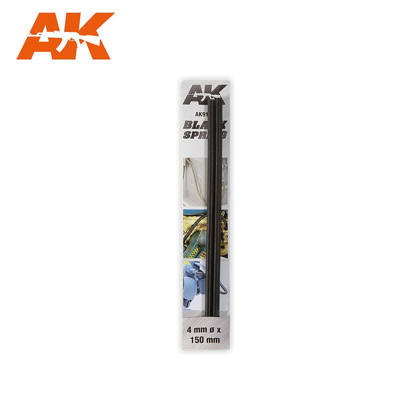 AK Interactive BLACK SPRING 4MM (two springs of 15cm in length and 4mm diameter)