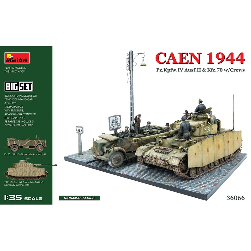 Miniart 1/35 CAEN 1944 Pz.Kpfw.IV Ausf.H & Kfz.70 w/CREWS. BIG SET