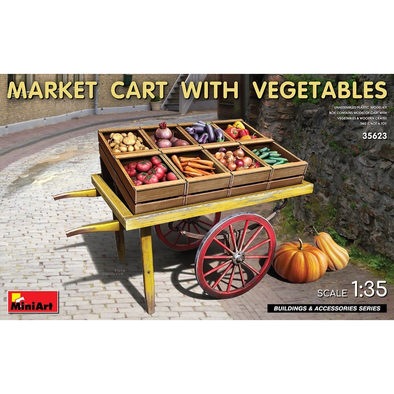 Miniart 1/35 scale Market cart with vegetables