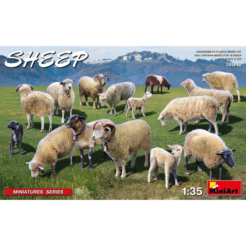 Miniart 1/35 scale SHEEP – BOX CONTAINS MODELS OF 15 SHEEPS