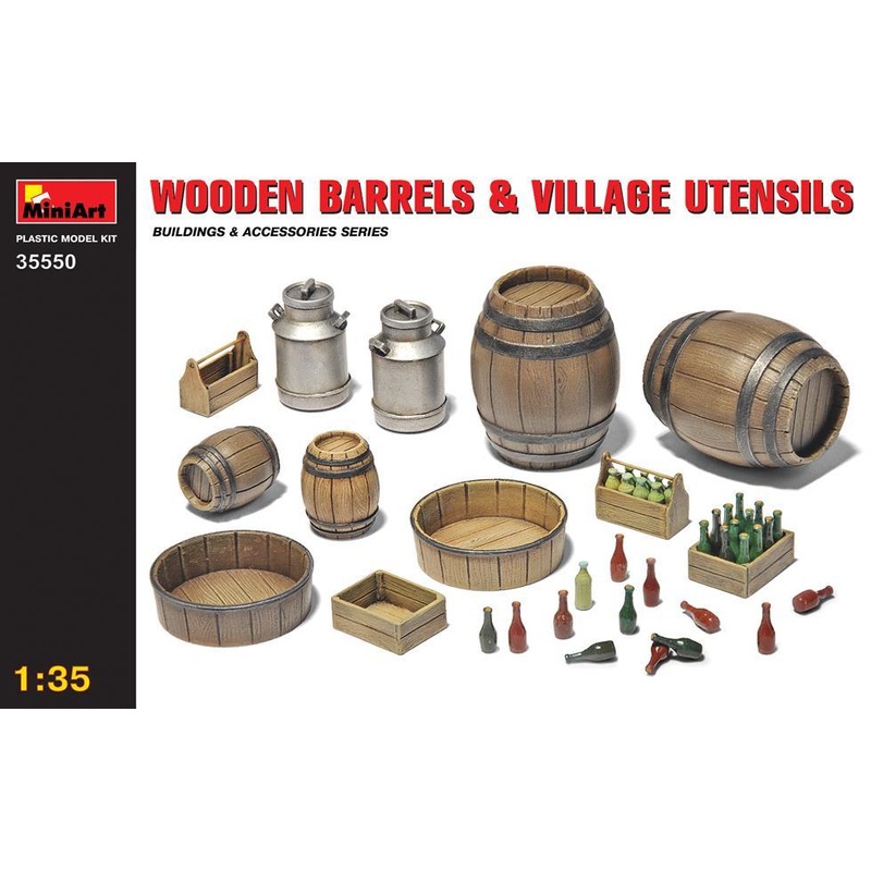 Miniart 1:35 Wooden Barrels Village Utensils