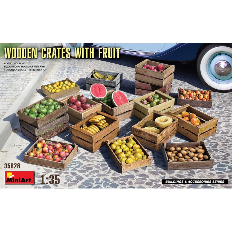 Miniart 1/35 WOODEN CRATES WITH FRUIT (16 wooden crates)