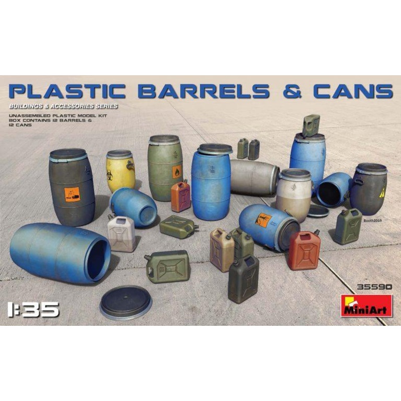 Miniart 1:35 Plastic Barrels & Cans