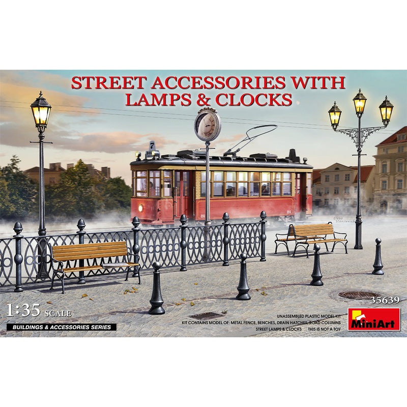 Miniart 1:35 STREET ACCESSORIES WITH LAMPS & CLOCKS
