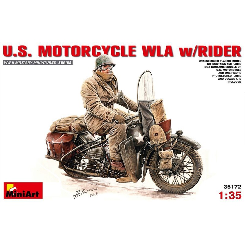 Miniart 1:35 U.S. Motorcycle WLA With Rider