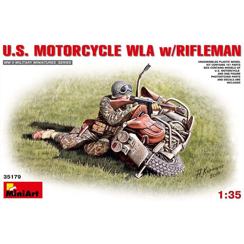 Miniart 1:35 U.S. Motorcycle WLA With Rifleman