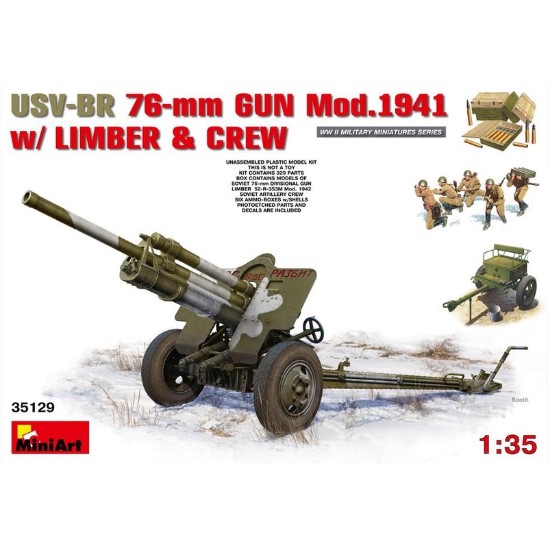 Miniart 1:35 USV-BR 76mm Gun Mod.194 w/ Limber Crew