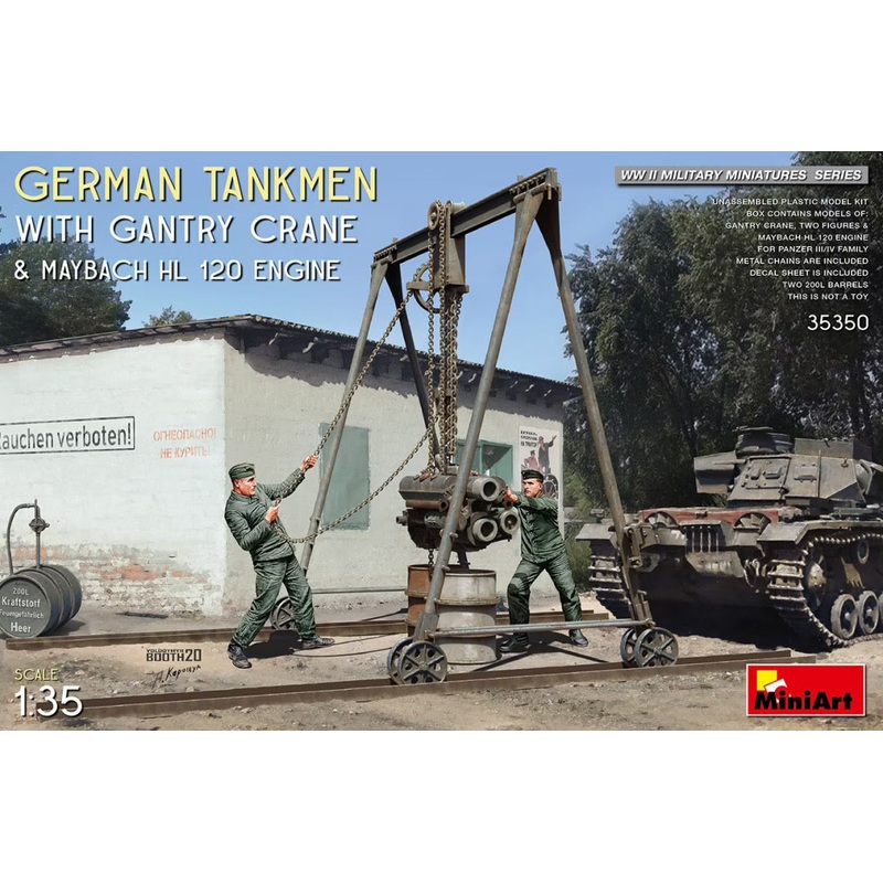 Miniart 1:35 WW2 German Tankmen w/ Crane & Maybach HL Engine