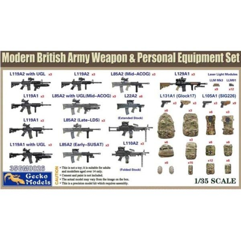 Modern British Army Weapon + Personal Equipment 1/35 scale GECKO model kit
