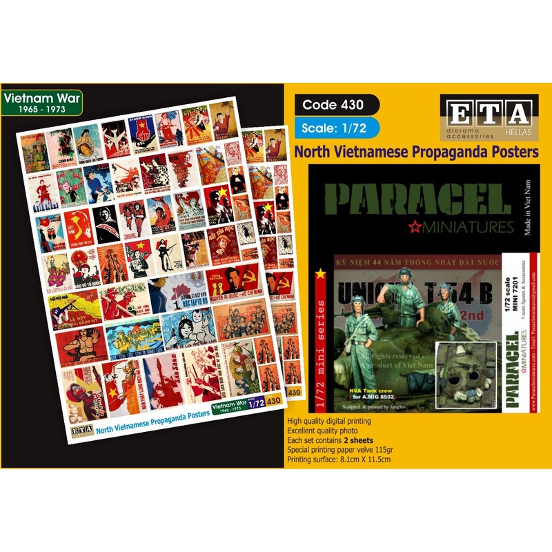 North Vietnamese Propaganda Posters- 1/72 scale – 2 sheets