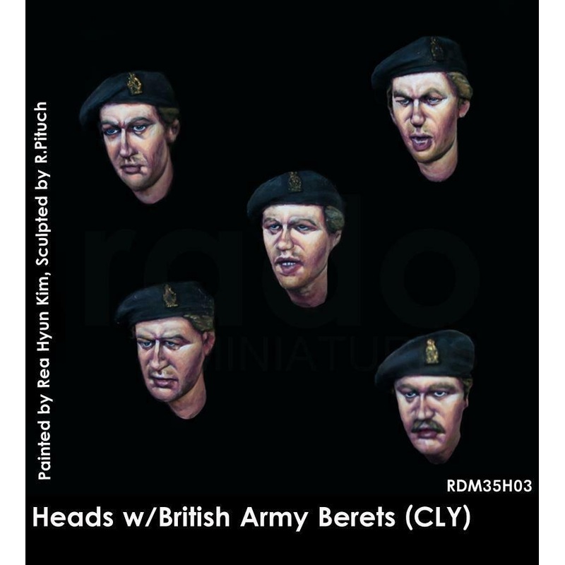 RADO WW2 Heads w/British Army Berets (County London of Yeomanry), 5 pcs model
