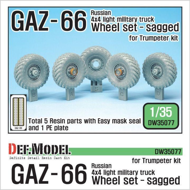 Russian Gaz-66 Sagged Wheel set for Trumpeter 1/35)
