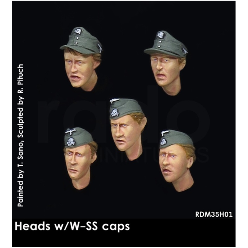 RADO WW2 German Heads w / W-SS caps 1/35 Scale resin model