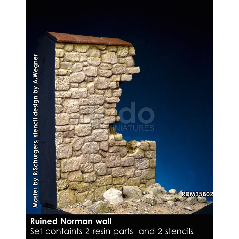 RADO WW2 Norman stonewall ruin, Normandy 1944 1/35 Scale resin model