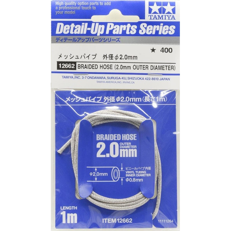 TAMIYA 1/12 BIKES BRAIDED HOSE 2MM OUTER DIA