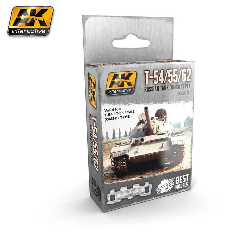 T-54, T-55, T-62 RUSSIAN TANK (OMSH TYPE) WHITE METAL TRACKS