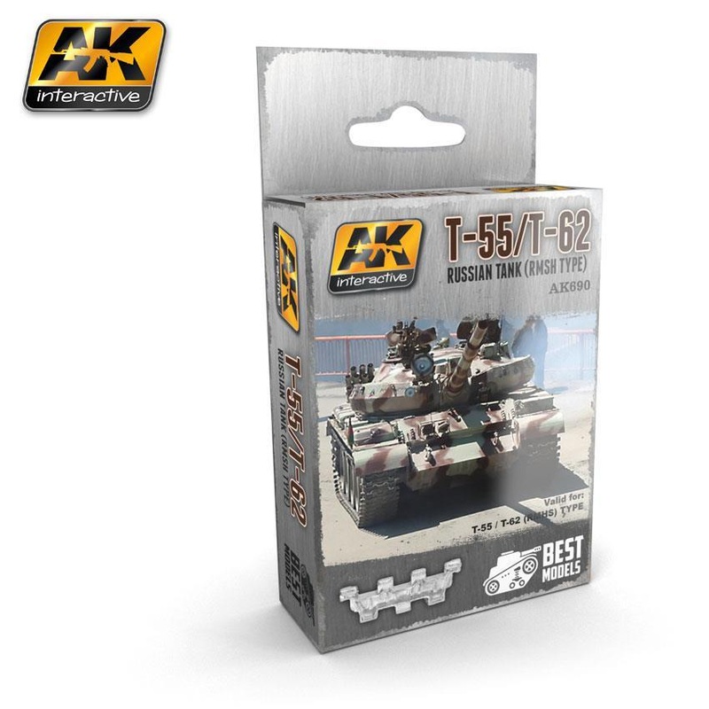 T-55, T-62 RUSSIAN TANK (RMSH TYPE) WHITE METAL TRACKS