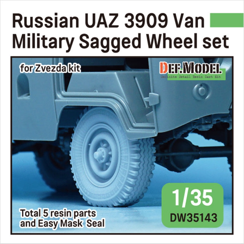 DEF models1/35 scale Russian UAZ 3909 Van military sagged wheel set (for Zvezda 1/35)