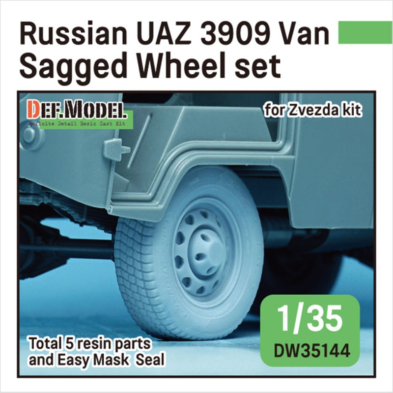 DEF models1/35 scale Russian UAZ 3909 Van sagged wheel set (for Zvezda 1/35)