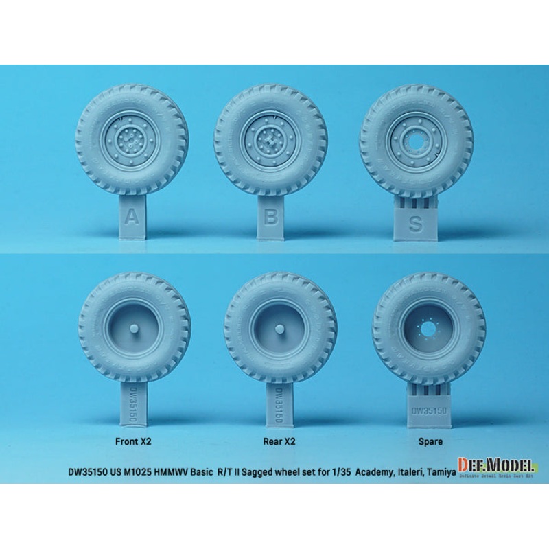 DEF models1/35 scale US M1025 HMMWV Basic R/T II Sagged wheel set (for Academy, Italeri, Tamiya 1/35) New tooling