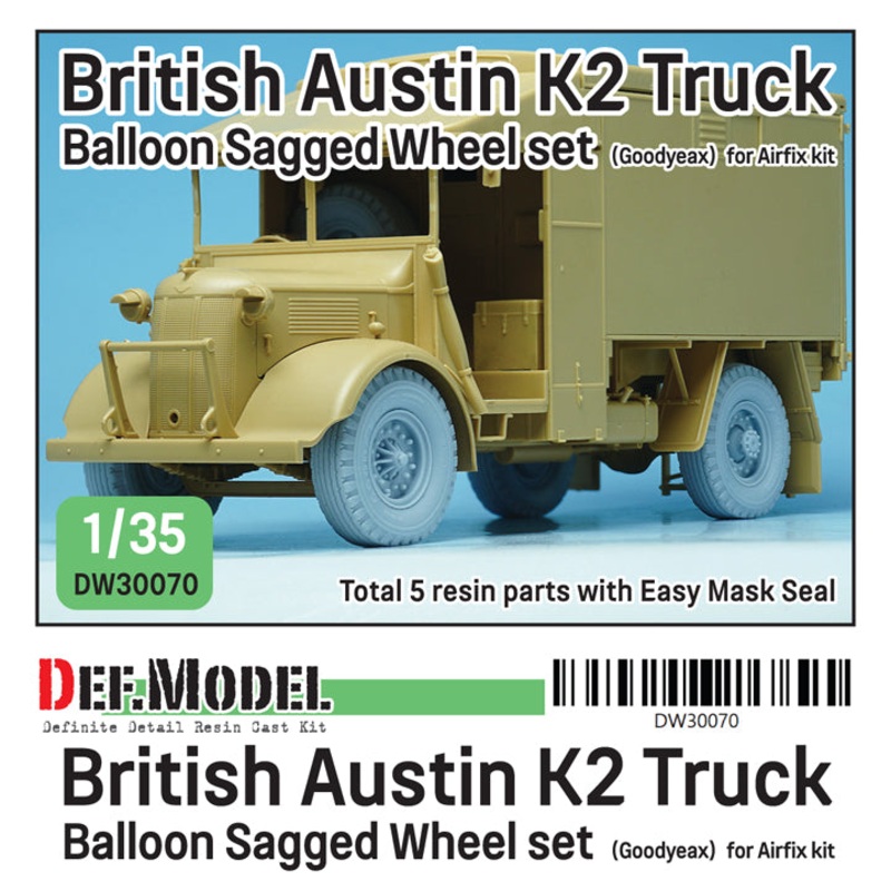 DEF models1/35 scale WW2 British Austin K2  Truck Balloon wheel set -goodyear (for Airfix 1/35)