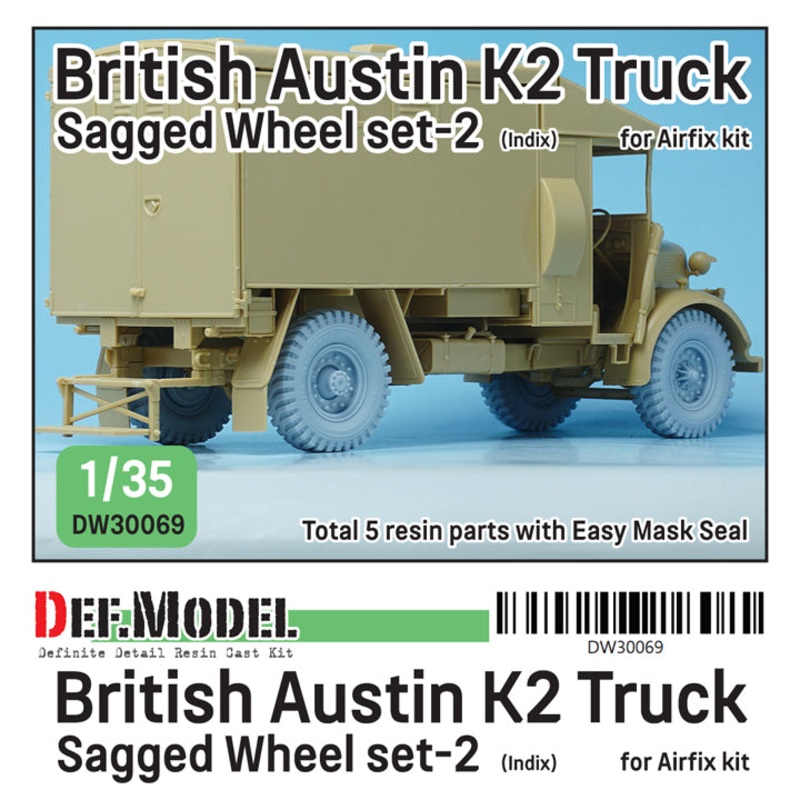 DEF models1/35 scale WW2 British Austin K2 Truck wheel set (2) -India (for Airfix 1/35)