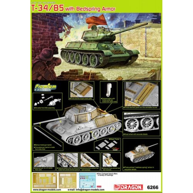 Dragon 1/35 WW2 Russian T34/85 With BEDSPRING ARMOUR