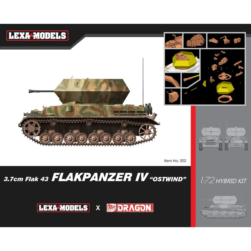 DRAGON D7535 1/72 3.7CM FLAK 43 FLAK PZR IV OSTWIND (LEXA)