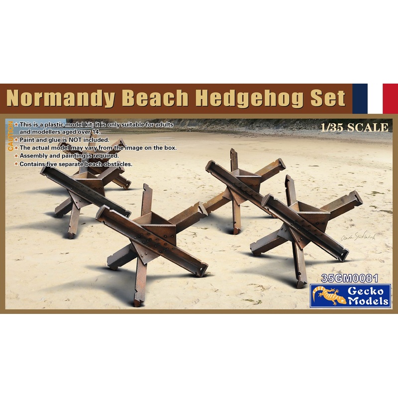 Gecko 1/35 scale beach hedgehog set model used in Normandy