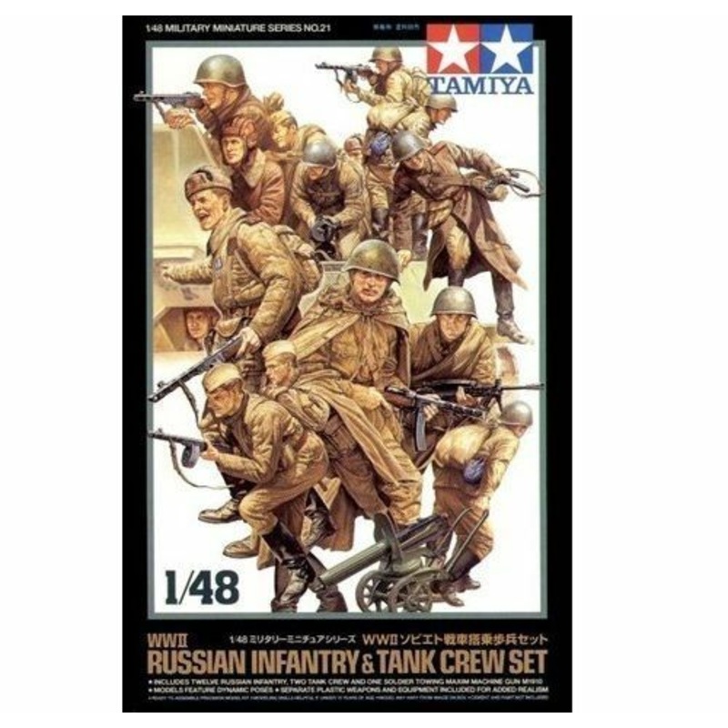 Tamiya 1/48 scale WW2 Russian Infantry & Crew Tank
