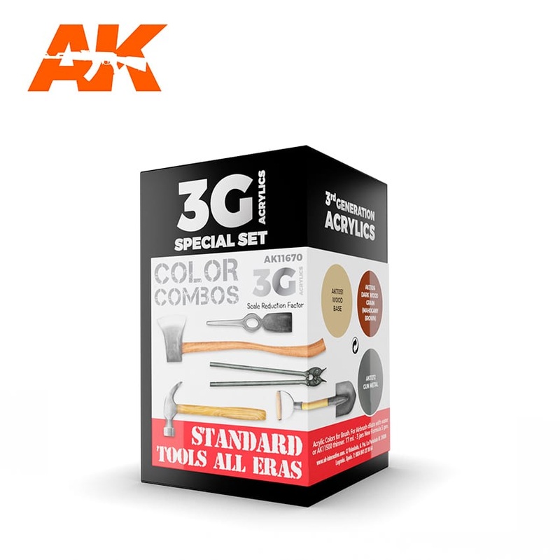 AK Interactive 3G Acrylic Paint Set -STANDARD TOOLS ALL ERAS