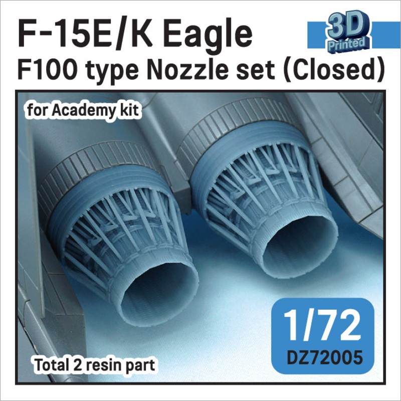 DEF models 1/72 3D printed Nozzle set for Aircraft F-15E/K Eagle F100 type Nozzle set – Closed (for Academy 1/72) Sept.2022