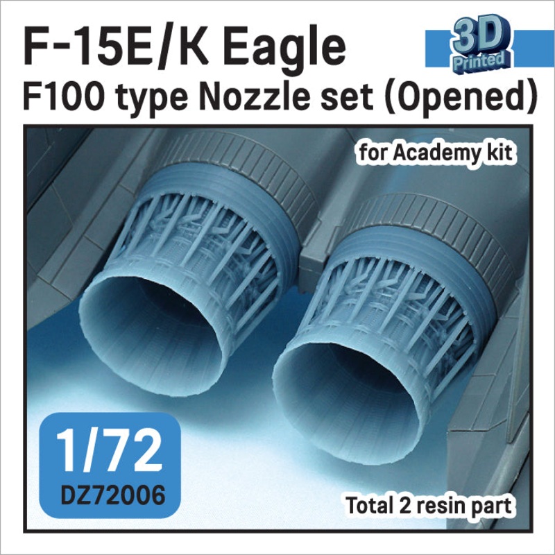 DEF models 1/72 3D printed Nozzle set for Aircraft F-15E/K Eagle F100 type Nozzle set – Opened (for Academy 1/72)