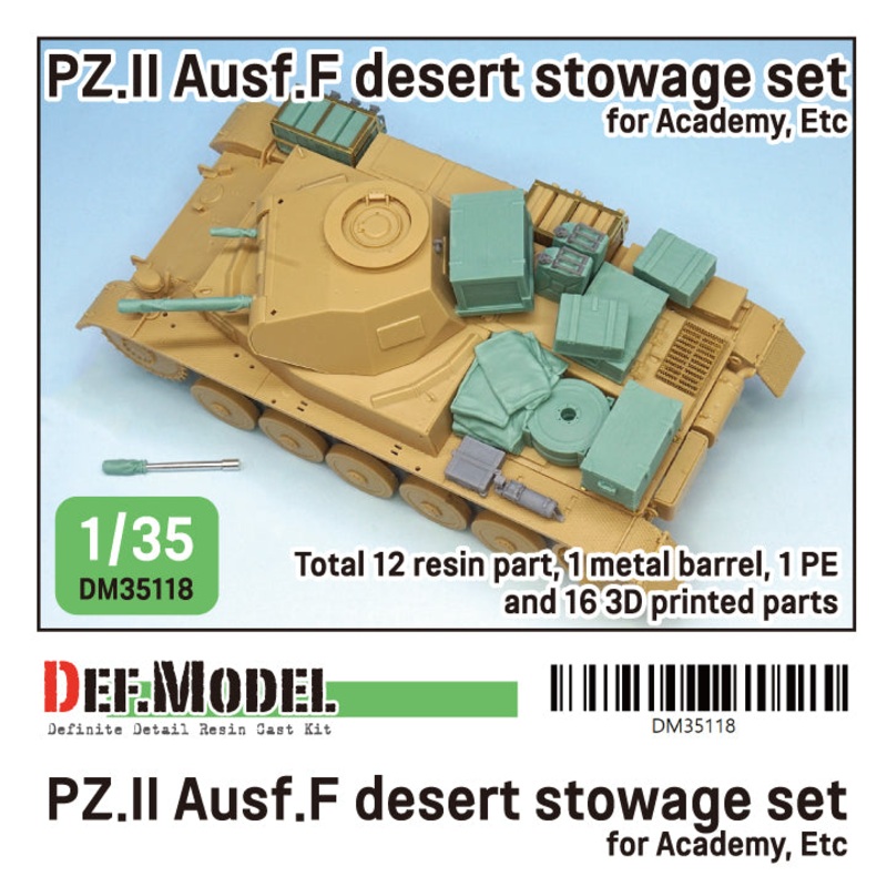 DEF Models WWII German Pz.II Ausf.F Desert Stowage set (for Academy kit, Etc)