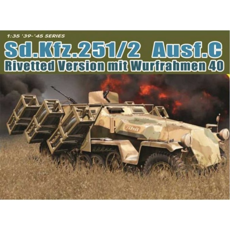 Dragon 1/35 WW2 German SD.KFZ 251/1 AUSF C RIVETTED VERSION WITH WURFRAHMEN 40