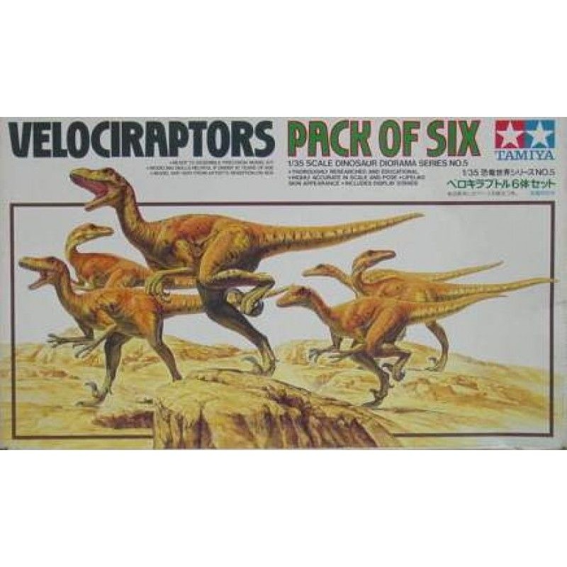 TAMIYA DINOSAURS Pack of 6 VELOCIRAPTORS 1/35 scale