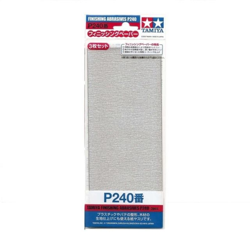 TAMIYA TOOLS / ACCESSORIES – FINISHING ABRASIVE P240 X 3